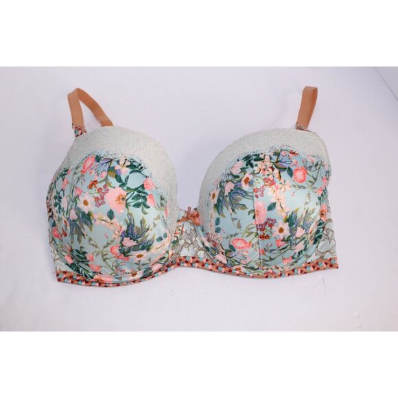 Victoria's Secret Dream Angel Bra 34DDD Green Floral Lace Push Up Padded Unwired - Picture 5 of 13